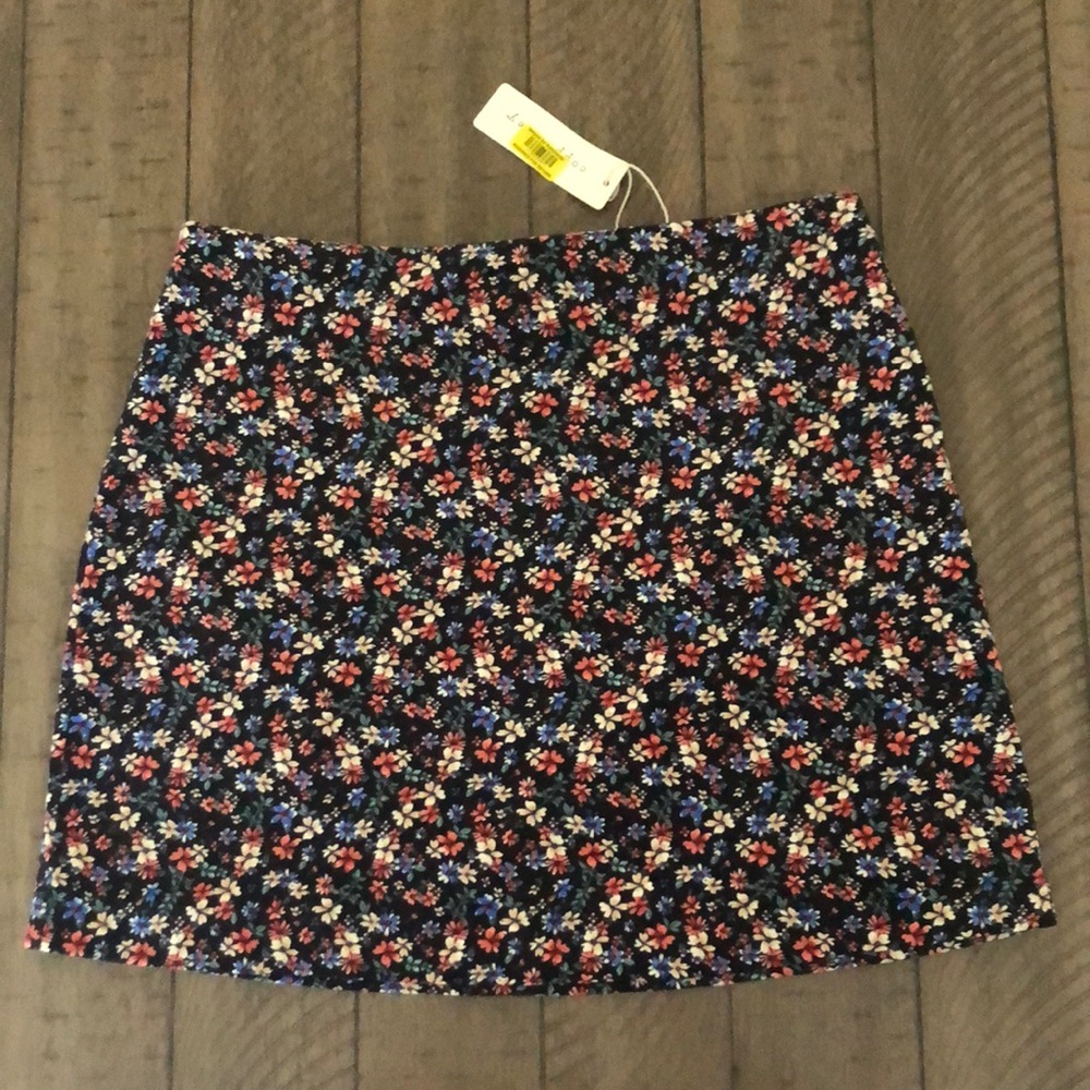 COPPER KEY Multi floral lightweight corduroy mini skirt NWT L